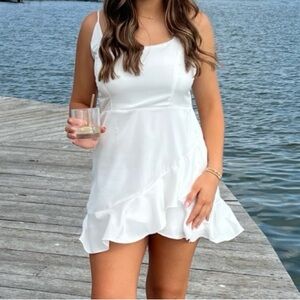 Lulus White Ruffle Hem Mini Dress